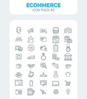paquete de iconos de esquema de comercio electrónico 3, conjunto de iconos de vector de arte de línea de comercio electrónico