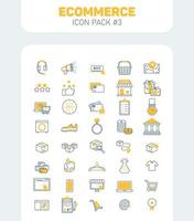 Ecommerce Outline Color Icons Pack 3, E-Commerce Lineal Color Vector Icons Set
