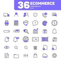 36 iconos de comercio electrónico paquete 2, conjunto de vectores de iconos de comercio electrónico de color lineal