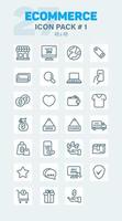 paquete de iconos de esquema de comercio electrónico 1, conjunto de iconos de vector de comercio electrónico lineal