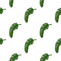 Banana leaves seamless pattern. Tropical branch in engraving style. vector