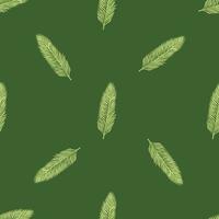 Palm leaves seamless pattern. Tropical branch in engraving style. vector