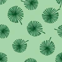 Fan palm leaves seamless pattern on. Vintage tropical foliage in engraving style. vector