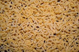 background of small vermicelli in the form of an alphabet photo