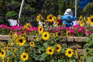 Dubai, UAE, 2022 - Smurfs statues in Miracle Garden photo