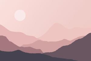 mountain ridge landscape vector illustration at sunrise with gradient color