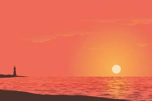 hermosa vista de la ilustración de vector de concepto de color degradado de puesta de sol