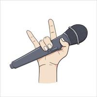 hand holding the microphone vector