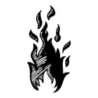 Fire vector, flame icon. Black icon isolated on white background. vector