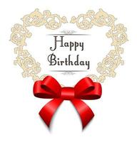 Template frame design with red bow for happy birthday vector