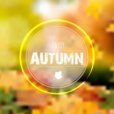 Autumn frame for text with blurred forest background