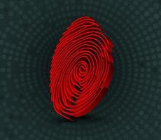 Red fingerprint scanner. Vector 3D illustration