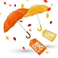 Autumn sale labels with umbrellas.Vector vector