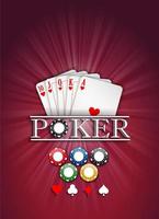 Cards and casino chips on a red background.Vector vector