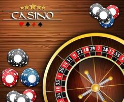 Casino Chips and Roulette Wheel.Vector vector