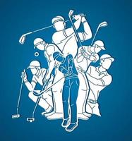 Group of Golfer Action Golf Sport vector