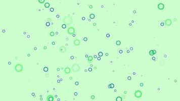 Green circle particle motion background. Faded wallpaper animation with pastel color. Flying bubble. video