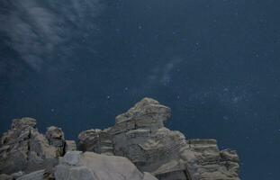 Stars view of the rocks at night photo