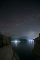 Stunning night full of beautiful stars rises above the Dam