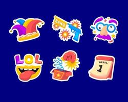 April Fools Day Sticker Set vector