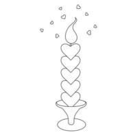 Black and white in outline style Candle Hearts Blue Fire Concept vector