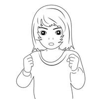 little girl or boy is angry and naughty. Negative emotions. vector