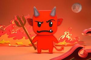 3d illustration of cute baby devil photo