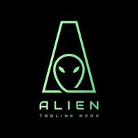 letter A with alien logo design vector