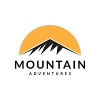 mountain with sun logo design vector