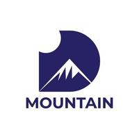 letter D mountain with sun logo design vector