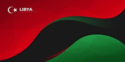 Wavy Red and Green on Black background. Libya Independence day template design. vector