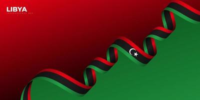 ondeando el diseño de la cinta de la bandera de libia. diseño de plantilla del día de la independencia de libia. vector