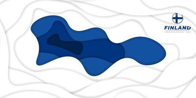 White and blue paper cut background design. Finland Independence day template design. vector