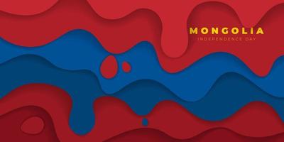 Red and blue paper cut background design. Mongolia independence day template design. vector