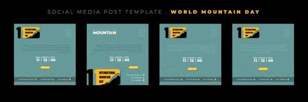 Set of social media post template with typography logo design of international mountain day. International mountain day template design. vector