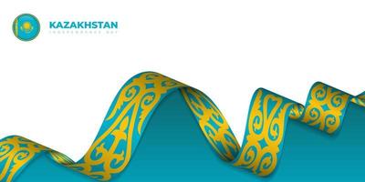 Waving Kazakhstan ornament ribbon design. Kazakhstan independence day template design. vector