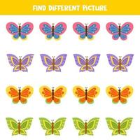 Find picture which is different from others. Worksheet for kids. vector