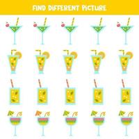 Find picture which is different from others. Worksheet for kids. vector