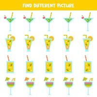 Find picture which is different from others. Worksheet for kids. vector