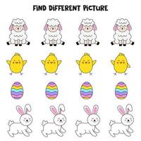 Find picture which is different from others. Worksheet for kids. vector