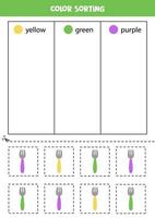 Sort forks by colors. Learning colors for children. vector