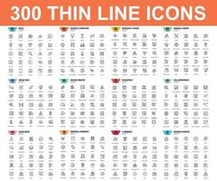 300 thin line web application icons, business and finance, office and development, ui ux, security and protection, shopping and commerce vector