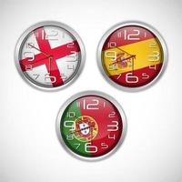 naciones, relojes de pared, de, flag.vector, ilustración vector