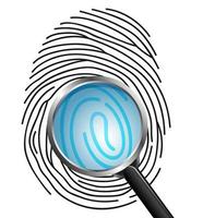 Magnifying glass on Fingerprint isolated on white background vector