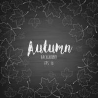 Autumn leaves written with chalk on black chalkboard vector