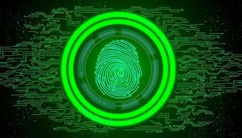 Fingerprint with concept green abstract technology background vector