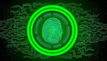 Fingerprint with concept green abstract technology background vector