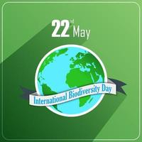 International Biodiversity Day concept with globe and ribbon on green background.Vector vector