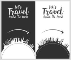 Silhouette design with famous world and landmarks icons.Vector vector