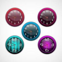 Collection of color bright wall clock.Vector vector